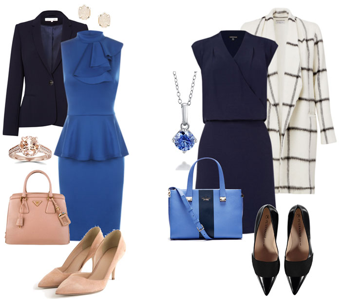 С чем носить синее платье: обувь, украшения, маникюр и макияж к образу