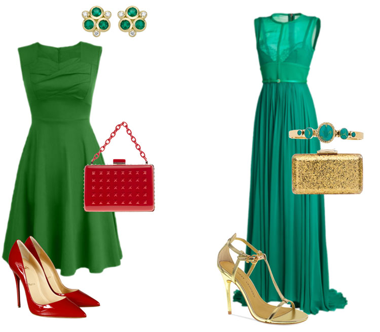 Как носить зеленое платье