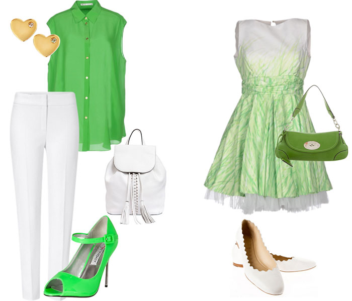 Белый и зеленый в одежде