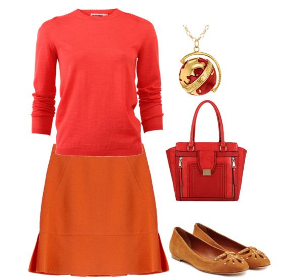 Сочетание оранжевого и красного в одежде
