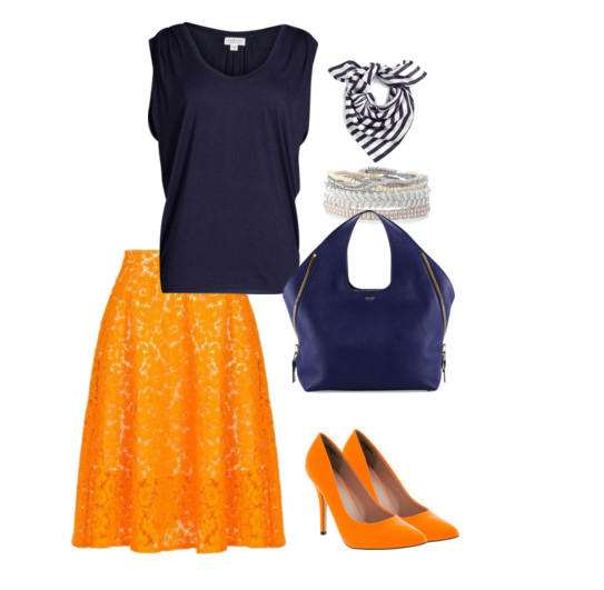 Как носить оранжевую юбку